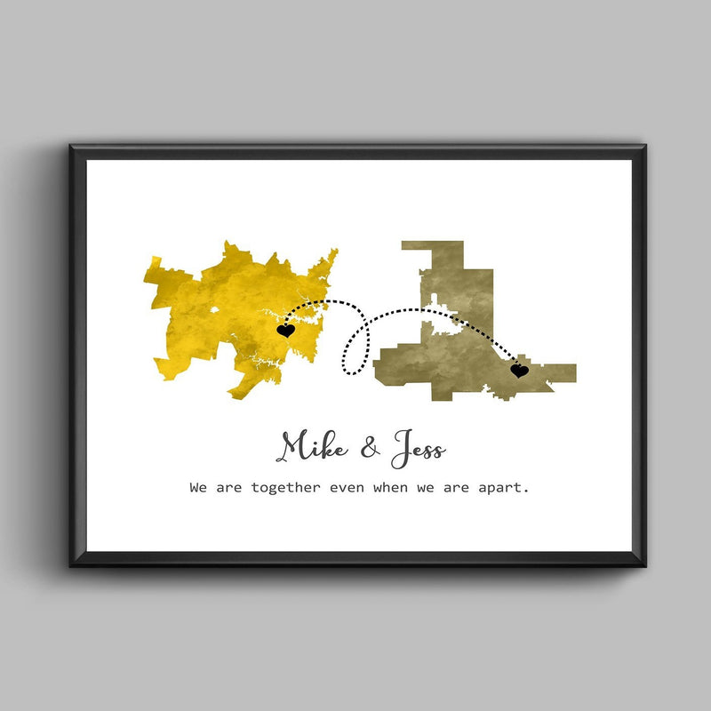 Personalized Long Distance Connection Print - Framed