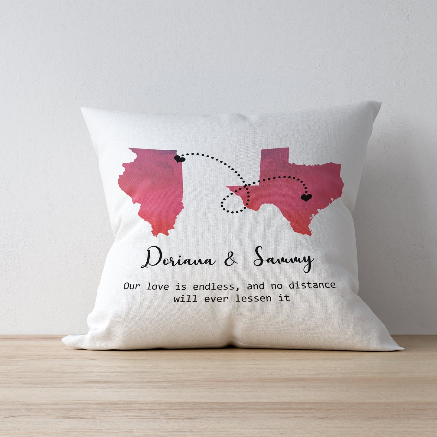 Long Distance Relationship Print Personalized Pillow