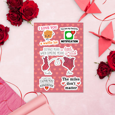 Long Distance Love Map & Quote Stickers