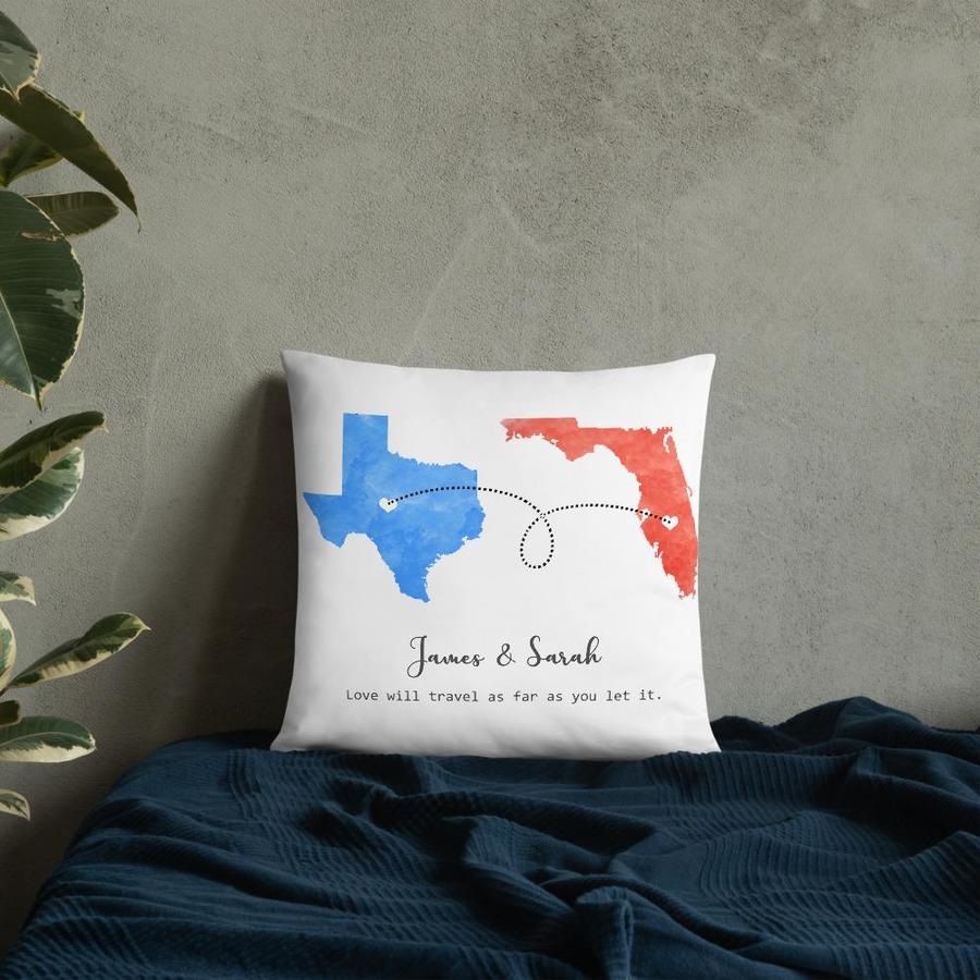 Long Distance Relationship Print Personalized Pillow