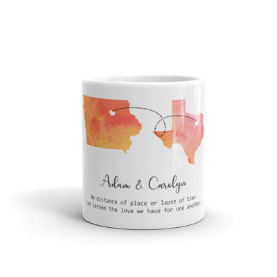 Long Distance Relationship Print Personalized Mug.