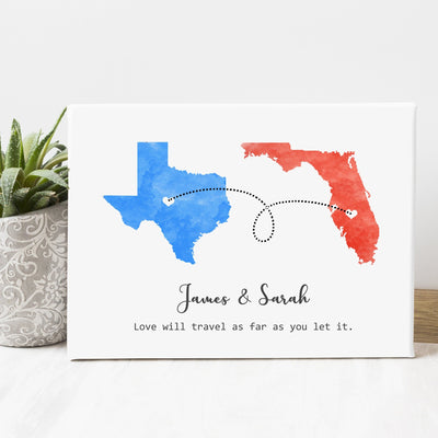Personalized Long Distance Relationship Canvas