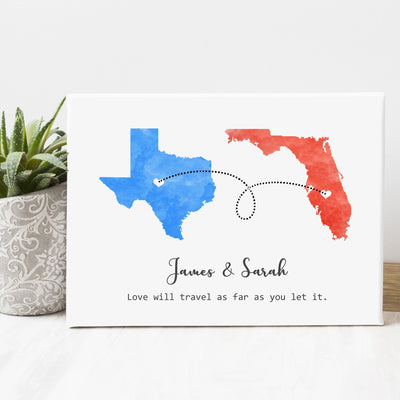 Personalized Long Distance Relationship Canvas.